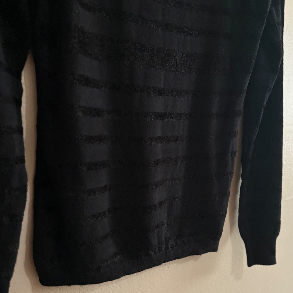 Guess Black Turtleneck Sweater with Velvet Textured Stripes - Small EUC - Picture 7 of 14